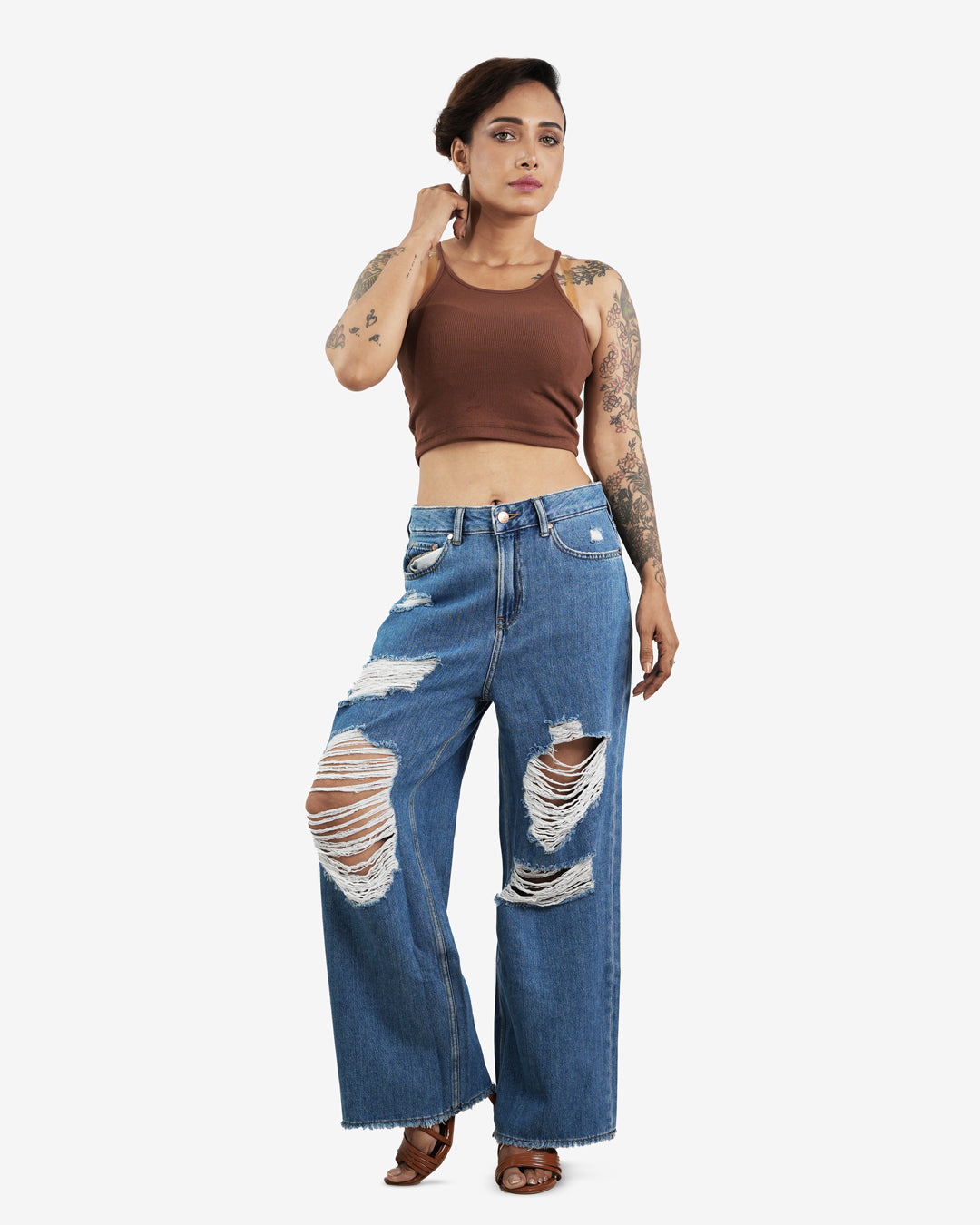 Kris Sunny Freyed Wideleg Jeans