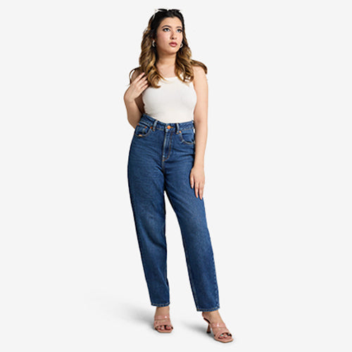 Kylie Dark Blue Mom Jeans