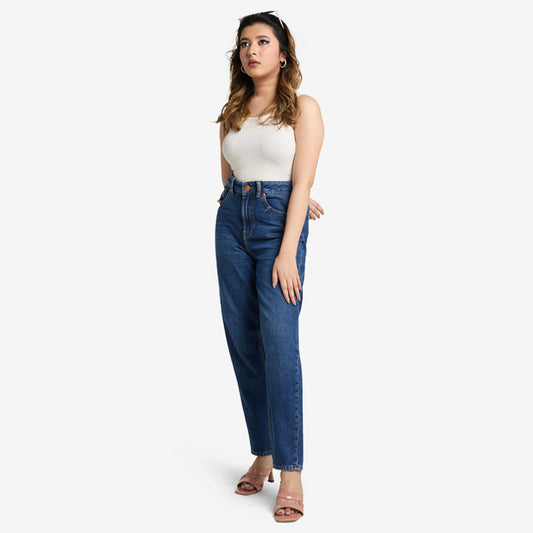 Kylie Dark Blue Mom Jeans