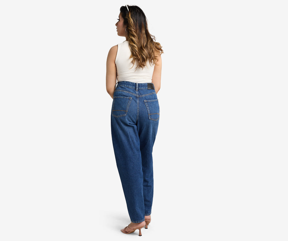 Kylie Dark Blue Mom Jeans