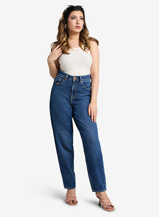 Kylie Dark Blue Mom Jeans