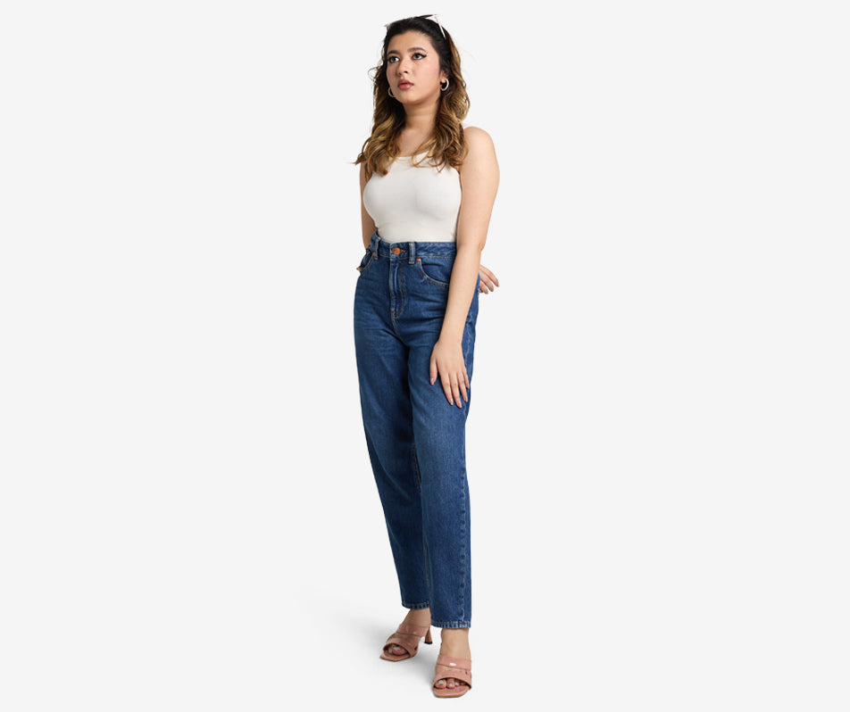 Kylie Dark Blue Mom Jeans
