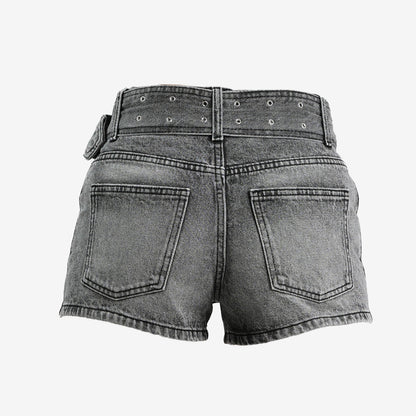 Nicky Blue Denim Shorts With Belt