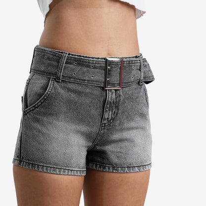 Nicky Blue Denim Shorts With Belt