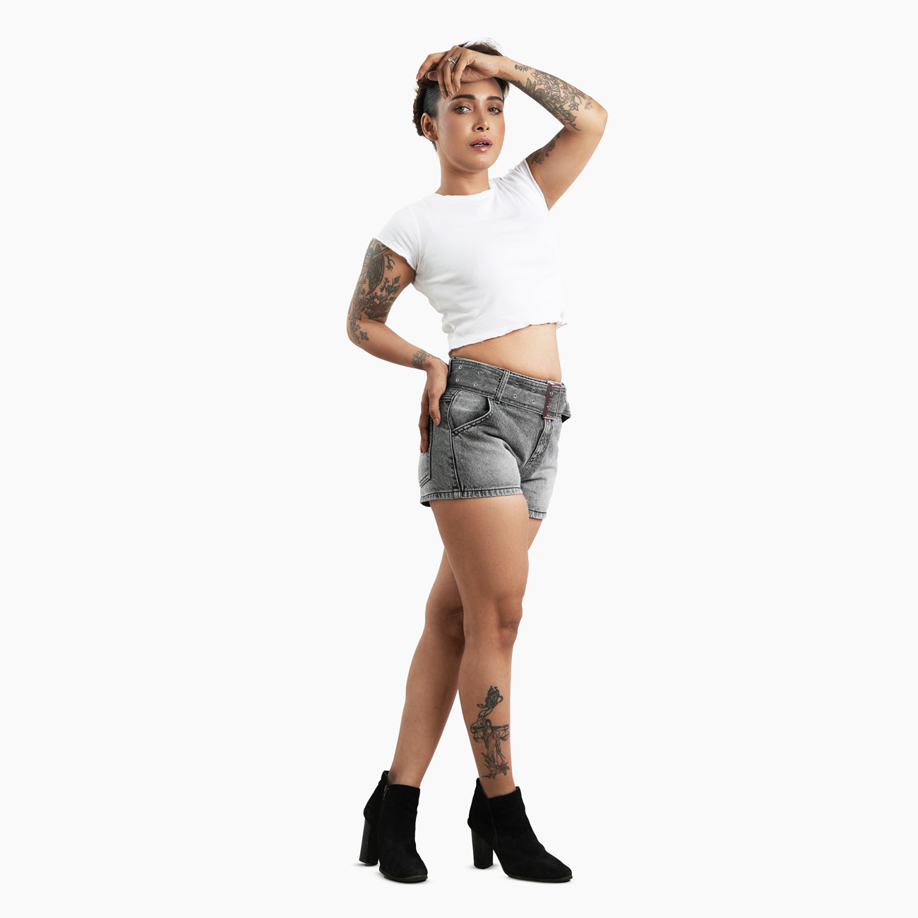 Nicky Blue Denim Shorts With Belt