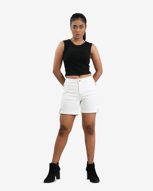 Orky White Denim Shorts