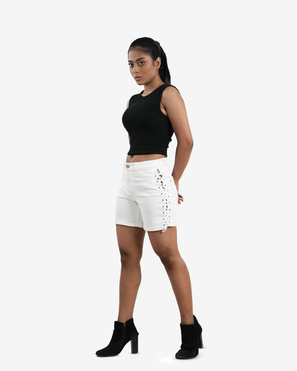 Orky White Denim Shorts
