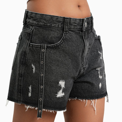 Stacy Black Denim Shorts