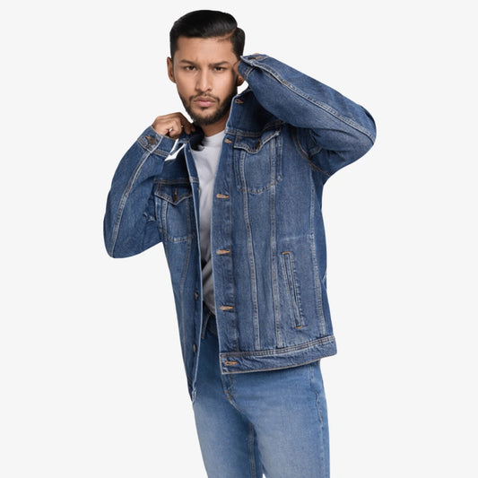 Classic Trucker Denim Jacket - Mid Blue