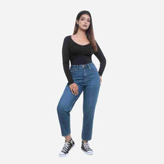 Kylie Mom Dark Blue Jeans