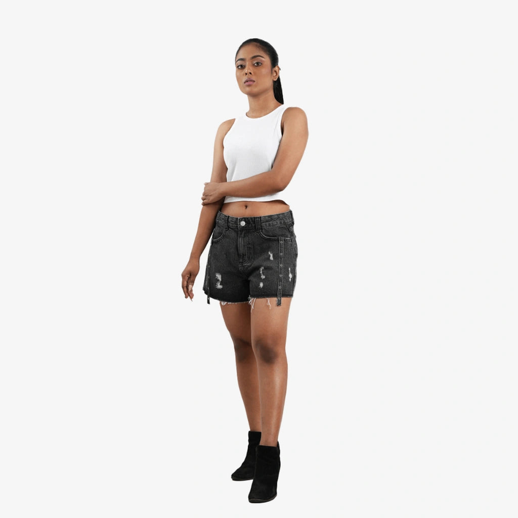 Stacy Black Denim shorts