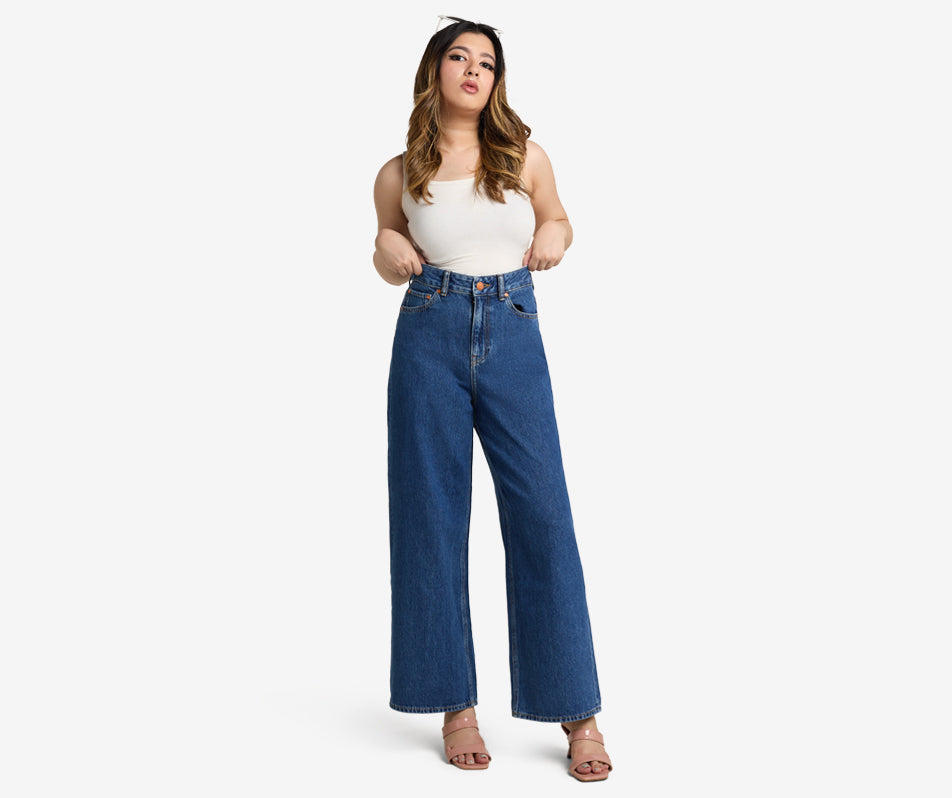 Kris Dark Blue Wideleg Jeans